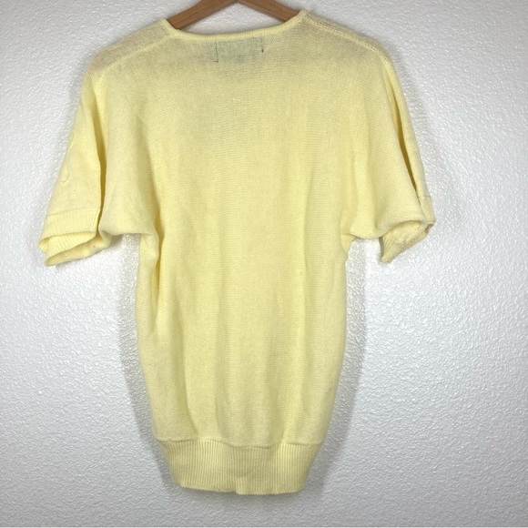 Vintage 80s Rochelle California Cottagecore Short Sleeve Sweater Small Yellow - Picture 10 of 14